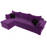 Угловой диван Элис (микровельвет фиолетовый чёрный) - Изображение 5